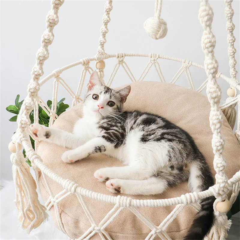 Tucker Murphy Pet Emellie Bohemian Style Cat Hammock Cat Swing with Hanging for Sleeping Indoor Outdoor Home Decor Reviews Wayfair
